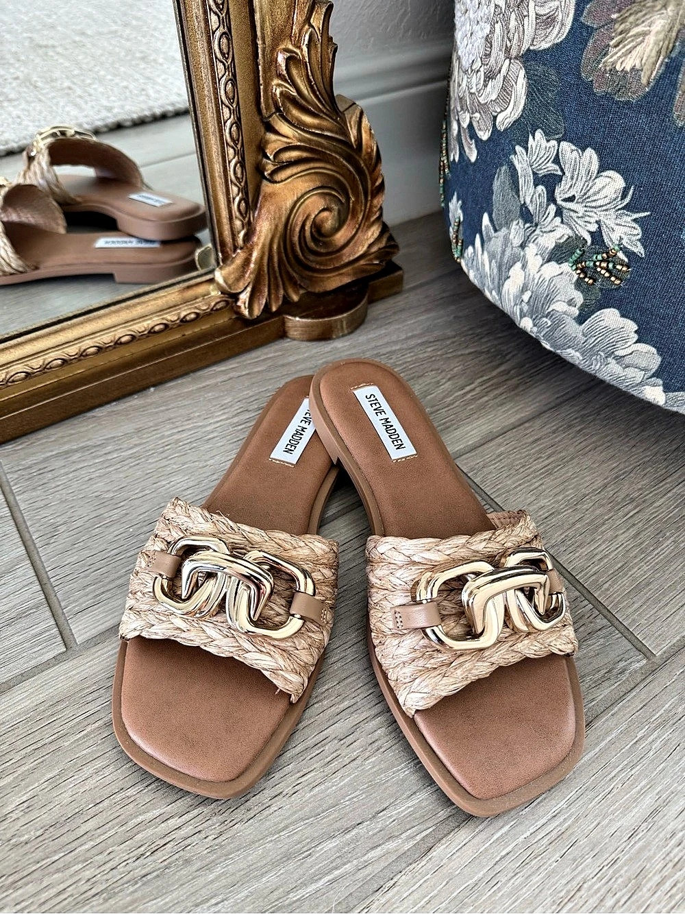 Brand New Steve Madden Natural Raffia Slide Sandals Size 6.5